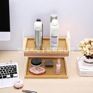 Acrylic Display Rack Two Tier Rectangle Office Organizer Storage <b>Shelf</b> <b>Desktop</b> Stand Type Multipurpose - Product Image 4