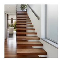Escalier flottant sur mesure, directement de l'usine, escalier à plateaux ouverts avec éclairage LED pour villa de luxe