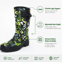 Bottes de pluie en caoutchouc pour femmes, douces et confortables, imprimé floral botanique, imperméables, légères, pour le jardinage en extérieur, vente en gros