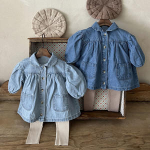 Enfant en bas âge vêtements pour bébés décontracté enfants une pièce robe manches longues grande poche conception bébé jean jupe en jean - Product Image 6