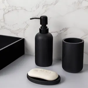 Großhandel benutzer definierte weiß schwarz voll moderne Designer Luxushotel Poly resin Harz Marmor Toilette Bad Set Zubehör Produkte