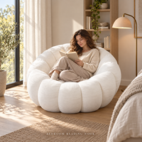 Fauteuil de relaxation sculptural en forme de pétale, sans structure, entièrement en mousse compressée sous vide, pour salon et chambre à coucher