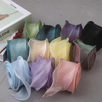 Ruban décoratif en organza irisé découpé au laser, à volants, 6 cm (2,4 po), en polyester haute ténacité, simple face, pour nœuds à cheveux
