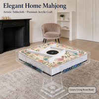 Table de Mahjong Électrique Automatique en Acrylique Transparent pour Quatre Joueurs avec Mélangeur de Tuiles et Plateau Pliant