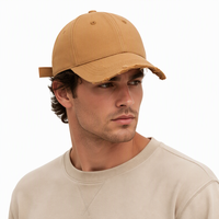 Casquette de baseball en coton délavé vintage avec logo brodé personnalisé, 6 panneaux, visière déchirée, pour la vente en gros