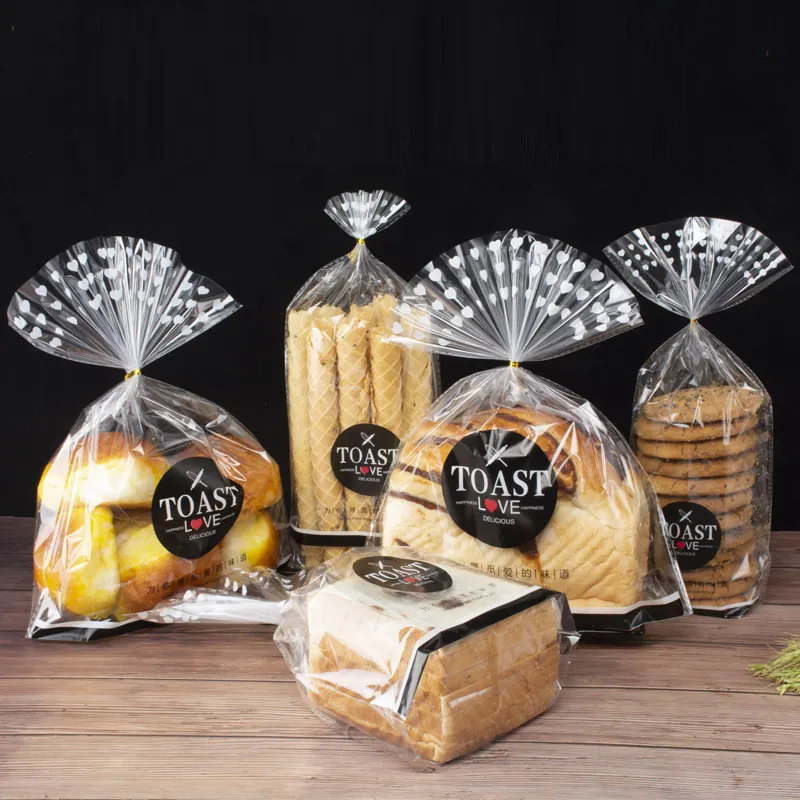 Fabrik Direkt verkauf Toast Cookie Bäckerei Brot Kekse Nuss Snack OPP Selbst klebende Cellophan Kristall Verpackung Trage tasche