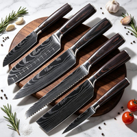 Couteaux de cuisine à motif Damas Tc, ensemble de couteaux professionnels pour chefs, manche en bois coloré, lame en acier inoxydable, couteau de chef