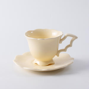 Ceramic Coffee <b>Cup</b> <b>And</b> <b>Saucer</b> <b>Set</b> Floral Pattern Irregular Shape Handle For Afternoon <b>Tea</b> Home Use DB1552DD0964 - Product Image 4