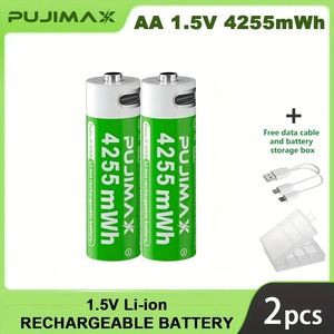 PUJIMAX 2PCS Bateria de Lítio Recarregável AA 4255mWh 1.5V de Alta Capacidade para Controles Remotos, Drones e Balanças - Product Image 1