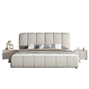 Итальянская легкая Роскошная Современная Простота мебель для спальни набор кожаная кровать размера "king-size" классический