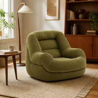 Nouvelle Arrivée Chaise de Sol en Velours Côtelé Compressée Sous Vide, Fauteuil d'Appoint au Design Courbé à Grandes Accoudoirs pour Salon et Espace Lecture