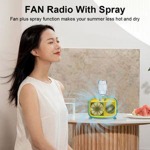 Ventilador de Escritorio Recargable OEM de Fábrica XB-911B, Radio FM, Refrigeración por Pulverización, Reproductor MP3, Ranura USB TF, Plástico ABS, Diseño Retro, Uso Doméstico - Product Image 2