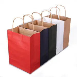 Sacos de papel Kraft para presente de Natal com impressão personalizada, sacos de compras luxuosos revestidos, sacos de papel Saco Papel Sac En Papier