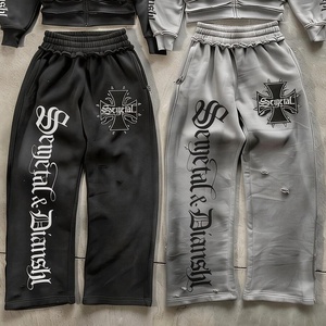 MAKITAPE Streetwear Jogging Homme French Terry Heavyweight Wide Leg Stacked Track Pants Custom Men Oversized Baggy Sweatpants - Product Image 3