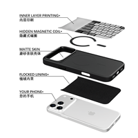 Coque de téléphone AG Feeling Black Edge avec motif clavier pour iPhone 17, 17 Pro Max, 16 Pro, 15, 15 Pro Max – Coque magnétique