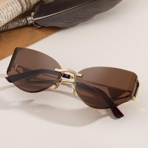 Lunettes de soleil œil de chat sans monture Dg-98314 pour femmes, verres PC, monture en métal, protection UV400, classe 2, pare-soleil, couleur noire - Product Image 1