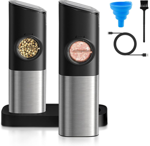 NEW 500mAh <b>Lithium</b> <b>Battery</b> <b>Rechargeable</b> Electric Gravity Salt and Pepper Grinder Set - Product Image 1