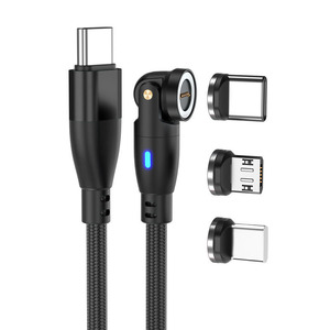 Cavo Magnetico Tipo <span class=keywords><strong>C</strong></span> di Alta Qualità con Rotazione a 540°, Caricatore per Telefono <span class=keywords><strong>3</strong></span> in 1 da 60W, Cavo Dati PD USB Tipo <span class=keywords><strong>C</strong></span> per Ricarica Rapida - Product Image 1