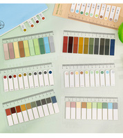Notes autocollantes multifonctionnelles de couleur Morandi dégradées pour l'école et le bureau, avec règle