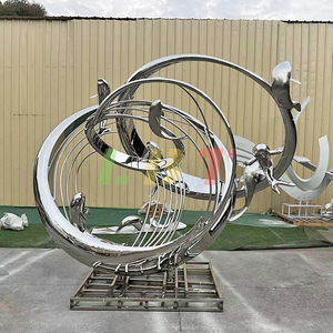 Libit Stainless Steel Abstract Circular Sculpture Outdoor Garden Artistic Handmade Mirror Metal Craft Landscape Ornament - Product Image 4