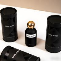 Vente en gros OEM Luxe 30ML/50ML/100ML Vaporisateur de parfum portable Contenant liquide Bouteille de parfum en verre noir mat avec boîte