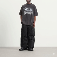 T-shirt Homme Streetwear Coupe Oversize Personnalisé Impression DTG Coton Épais Délavé à l'Acide Style Vintage