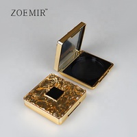 Boîtier compact de luxe carré avec miroir 12g, vide, pour poudre, blush crémeux, correcteur et illuminateur, en plastique