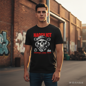 T-Shirt Personalizzata Nera 100% Cotone Organico con Stampa Grafica, Lunghezza Corta, Motivo Uniforme, Serigrafia - Product Image 3