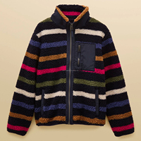 Veste polaire Sherpa rayée personnalisée OEM pour femme, sweat-shirt Teddy chaud d'hiver à fermeture éclair intégrale, manteau en polaire peluche ample multicolore