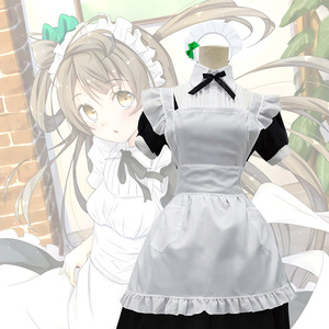 Love Live! Disfraz de sirvienta, vestido largo blanco y negro, traje de cosplay de anime para mujer - Product Image 3