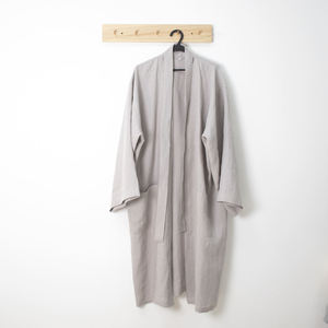 Peignoir de bain personnalisé unisexe 100 pur lin gris à manches longues hôtel Peignoir ensemble pour <span class=keywords><strong>femme</strong></span> - Product Image 2