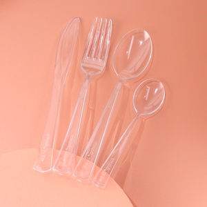 5.5g poids lourd <span class=keywords><strong>argent</strong></span> couverts jetable couteau en <span class=keywords><strong>plastique</strong></span> PS <span class=keywords><strong>fourchette</strong></span> et cuillère emballés individuellement couverts Kits couverts argenterie - Product Image 3
