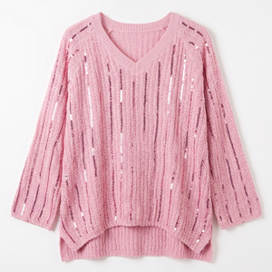 Suéter de Algodón para <span class=keywords><strong>Mujer</strong></span> al por Mayor, Color Sólido, Manga Larga, Tejido, Básico, Liso, Suave, Elegante - Product Image 2