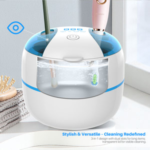 Ultrasonic Cleaner 0.2L 45kHz Digital Timer For Jewelry Dentures Lens Household Use With UV <b>Light</b> And Transparent Lid - Product Image 6