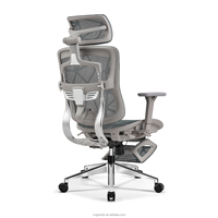 Chaise de bureau de direction au design moderne Grands Furniture, entièrement en maille, repose-pieds réglable, pivotante, ergonomique, pieds en aluminium