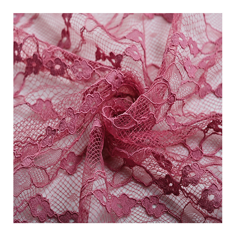 80% Nylon 20% Rayon Stretch Lightweight Knitted Lace Fabric 55gsm for Wedding Dresses