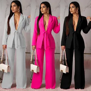 Spring Ladies Office Long Sleeve Blazer Set For Women Suits Office Formal Two Piece Pants Set Business Suits For Women