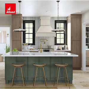 Allandgroup Armadietto da Cucina Personalizzato in Impiallacciatura di Acero e Mandorla, Verniciato Verde Salvia e Verde Harbor, <span class=keywords><strong>con</strong></span> Pannello a Doghe - Product Image 2