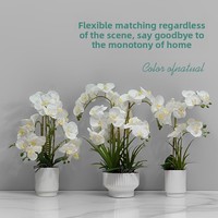 Dekorasi Bunga Anggrek Phalaenopsis Buatan Baru dari Flower World Cross-border untuk Rumah, Hotel, Lobi, dan Jendela, Bunga Buatan Tangan