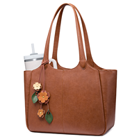 Sac de travail LOVEVOOK en cuir vegan PU 15,6 pouces avec porte-gobelet 40 oz, sac à bandoulière pour infirmière, enseignante, sac fourre-tout imperméable pour femmes