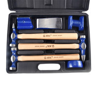 WEIDA Ensemble professionnel de 7 marteaux et de 7 dôles pour carrosserie automobile avec manche en bois de hickory pour kit d'outils de réparation de tôles de voiture