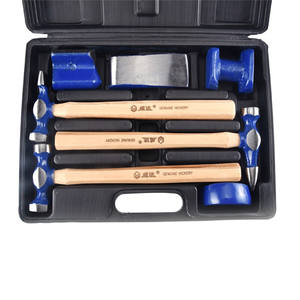 Ensemble de marteaux de mécanicien pour la réparation de <span class=keywords><strong>carrosserie</strong></span> automobile de haute qualité, 7 pièces, avec manche en hickory, étui de transport, acier à haute teneur en carbone personnalisable OEM - Product Image 4