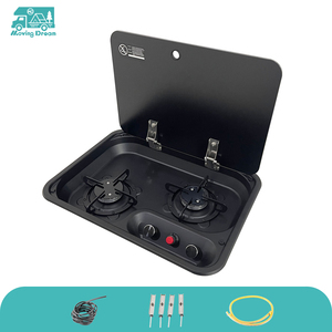 Cuisinière à gaz RV 2 brûleurs encastrable avec couvercle en verre trempé, cuisinière à gaz GPL propane nano-revêtement pour <span class=keywords><strong>camping</strong></span>-<span class=keywords><strong>car</strong></span> et cuisine de motorhome JDA - Product Image 3