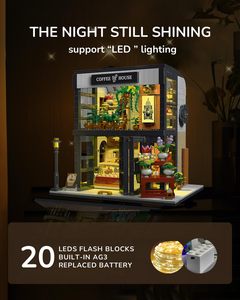 1454 PCS Floral Coffee House avec effets de lumière Blocs de construction <span class=keywords><strong>Jouet</strong></span> pour enfants-Jeu créatif sur le thème de la nature et modèles personnalisables - Product Image 6