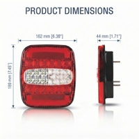 Nouveau feu arrière carré à LED IP67 pour camion, homologué SAE DOT, avec fonctions de frein, de clignotant et de marche arrière