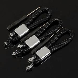 Hand Woven Leather Car Logo Brand KeyChain Detachable Metal Car Custom <b>Key</b> <b>Chain</b> - Product Image 2