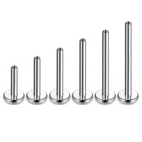 Wholesale Customized F136 Titanium Alloy Lip Studs Earring Rods External and Internal Threads Plug-in Rods Flat Back