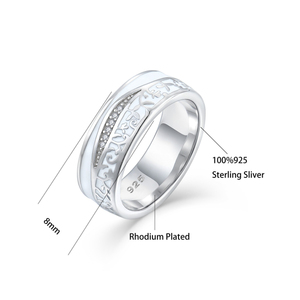 <span class=keywords><strong>Bague</strong></span> élégante d'inspiration vintage avec des motifs gravés délicats <span class=keywords><strong>Bague</strong></span> unisexe en argent sterling 925 - Product Image 6