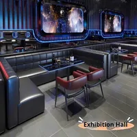 Ensemble de table et de chaises de style américain moderne en bois massif, durable, facile à nettoyer, pour bar, canapé, boîte de nuit, KTV, restaurant occidental, table à fondue