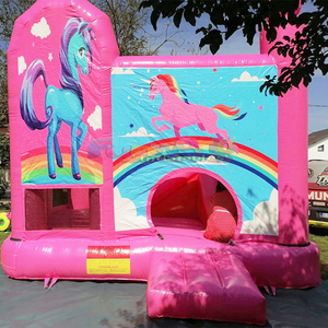 Castillo inflable con tobogán para fiestas infantiles al aire libre, con diseño de unicornio. - Product Image 3